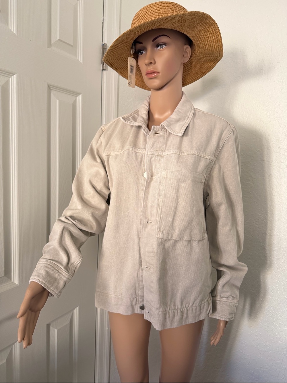 Zara Beige Denim Jacket - Light Neutral Workwear